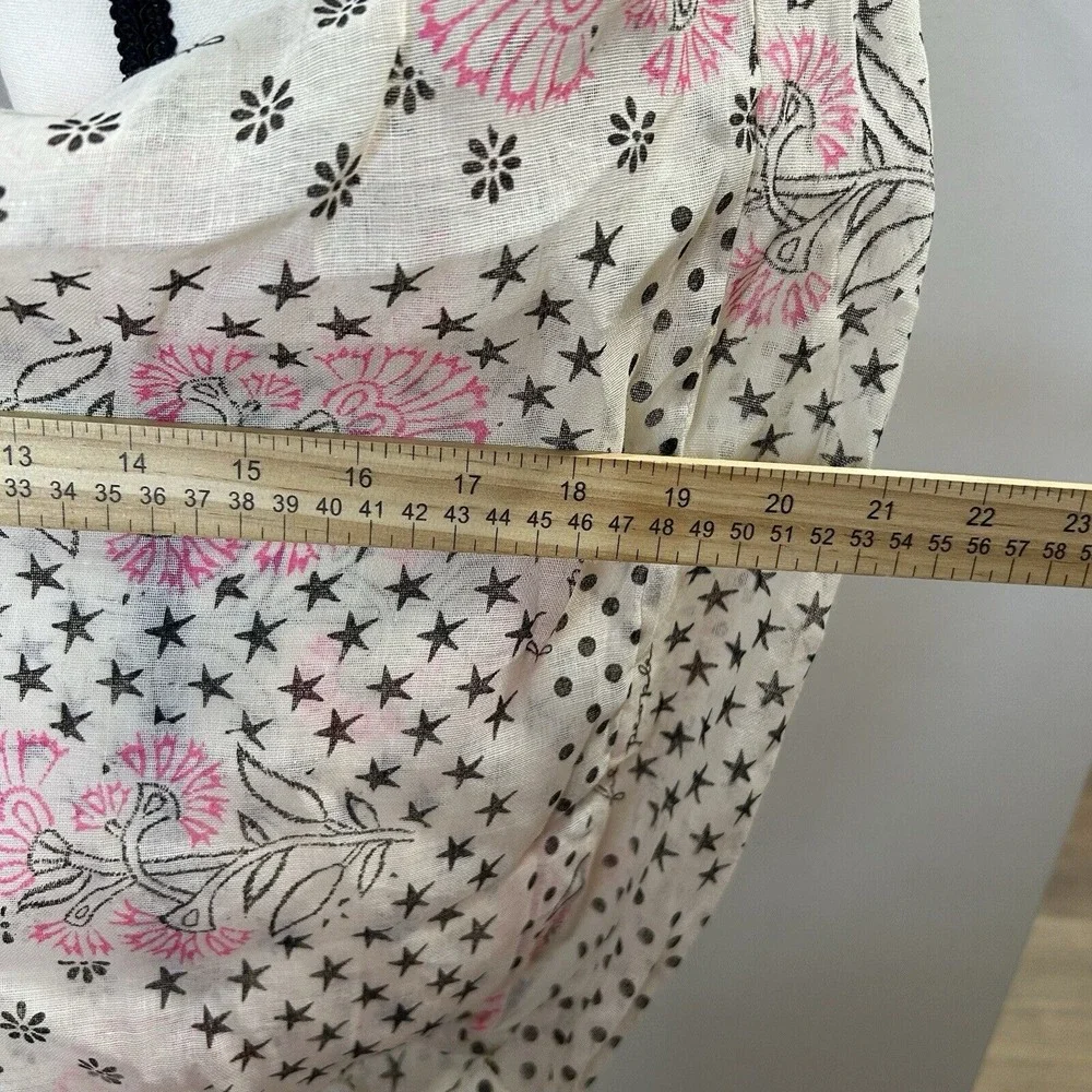 Free People‎ Woven Gauze Shopping Tote Dot Floral Boho Beige Beach Market NWOT